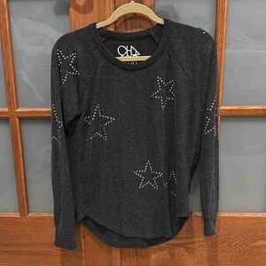 CHA Charcoal Star Stud Long Sleeve Top